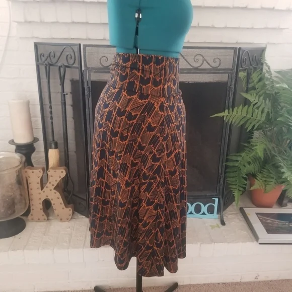 LULAROE Women Sz L Navy And Orange Safari Tribal - Picture 4 of 5
